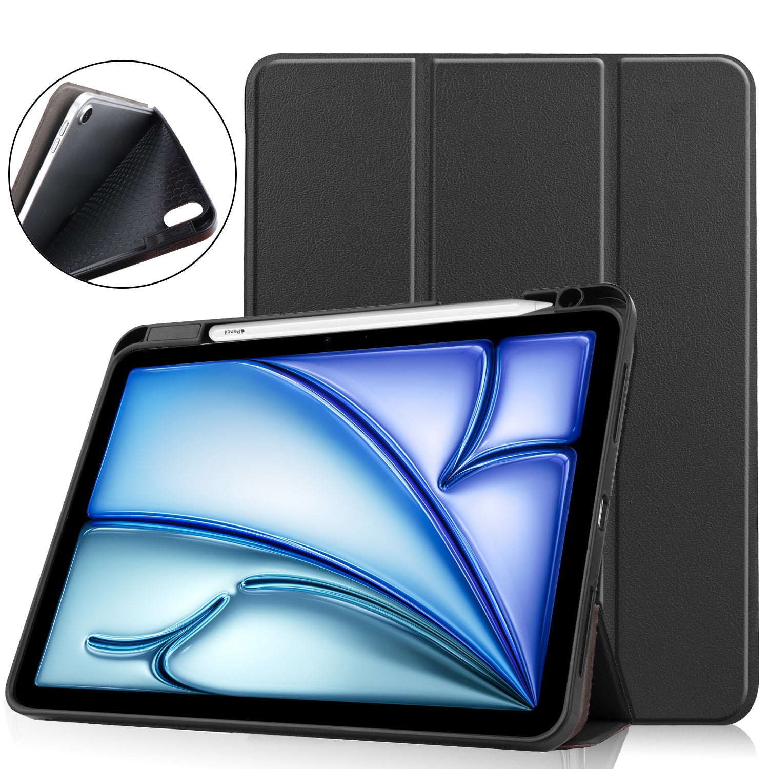 For iPad Air 11 (2024) Case Tri-fold Stand Protective Tablet Cover with Pen Slot For iPad Air 11 (2024) Case Tri-fold Stand Protective Tablet Cover with Pen Slot